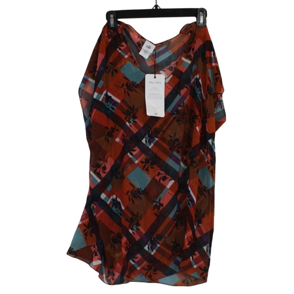 Cabi 3773 Lattice Top Small NWT Sheer Plaid Floral Blouse Outer Layer Only